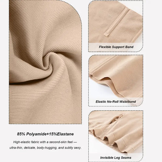 VVL Women's Seamless High Waist Design with Tummy Control Butt-Lifting Shapewear,Breathable Anti-Rolling Yoga Shorts faja Shapewear for All-Day Comfort Fit