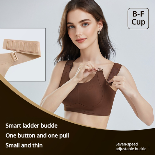 VVL Women's Plus Size Adjustable Multi-Row Hook Shoulder Strap Wireless Bra - Lift & Anti-Sag Seamless Push Up Full Coverage Comfort Everyday Bra