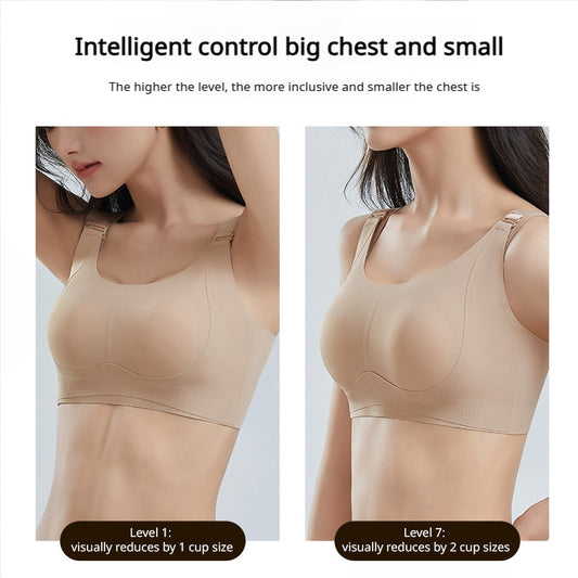 VVL Women's Plus Size Adjustable Multi-Row Hook Shoulder Strap Wireless Bra - Lift & Anti-Sag Seamless Push Up Full Coverage Comfort Everyday Bra