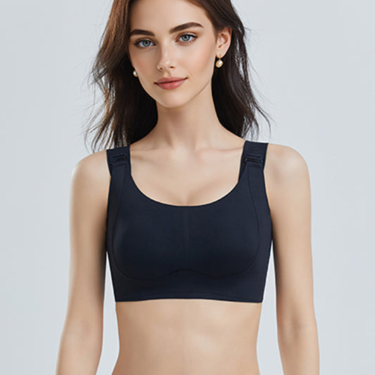 VVL Women's Plus Size Adjustable Multi-Row Hook Shoulder Strap Wireless Bra - Lift & Anti-Sag Seamless Push Up Full Coverage Comfort Everyday Bra